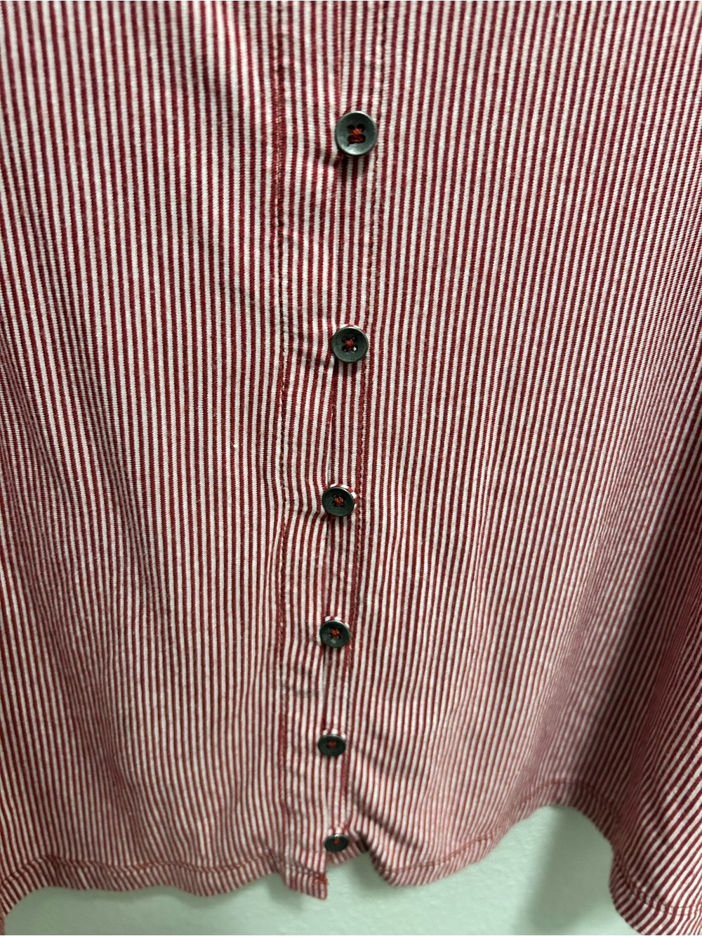 American Eagle Outfitters Red and White Striped Off-Shoulder Button Front Top - Picture 3 of 4